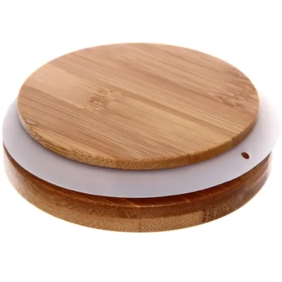 Банка для продуктов стеклянная 500мл «Хай-Тек» с бамбуковой крышкой 10*9,5см