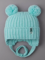 Шапка детская осенняя с завязками и помпонами