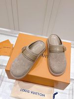 Мюли женские Louis Vuitton замшевые в сером цвете