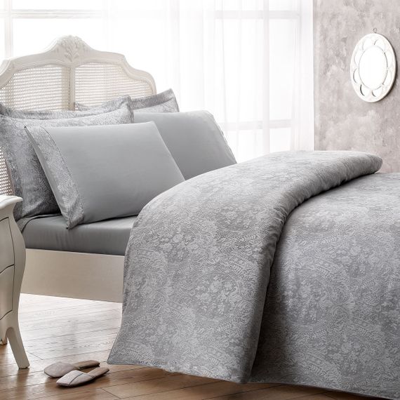 Постельное белье CROCODILE серый жаккард deluxe TIVOLYO HOME Турция