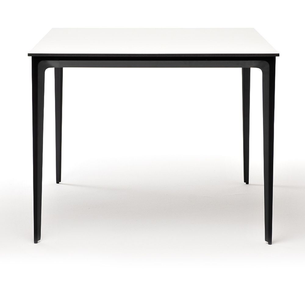 "Малага" обеденный стол из HPL 90х90см, цвет молочный, каркас черный