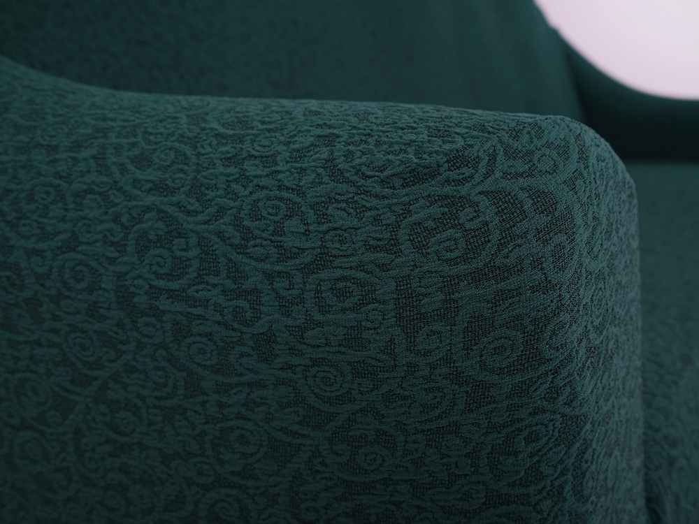 Комплект чехлов на диван и 2 кресла без оборки Жаккард, цвет Изумрудный