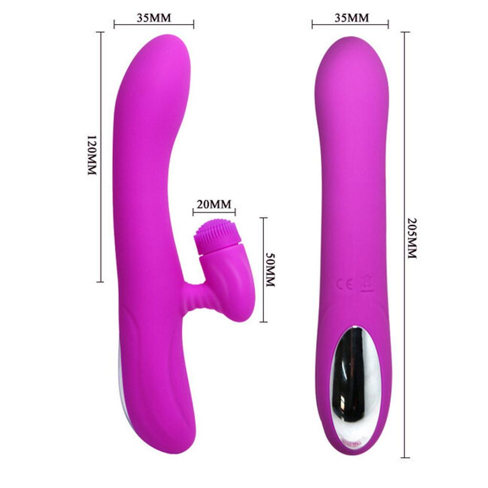 Вибратор с ротационным клиторальным стимулятором Derrick (4 режима ротации, 7 режимов вибрации) (Цвет: фуксия)