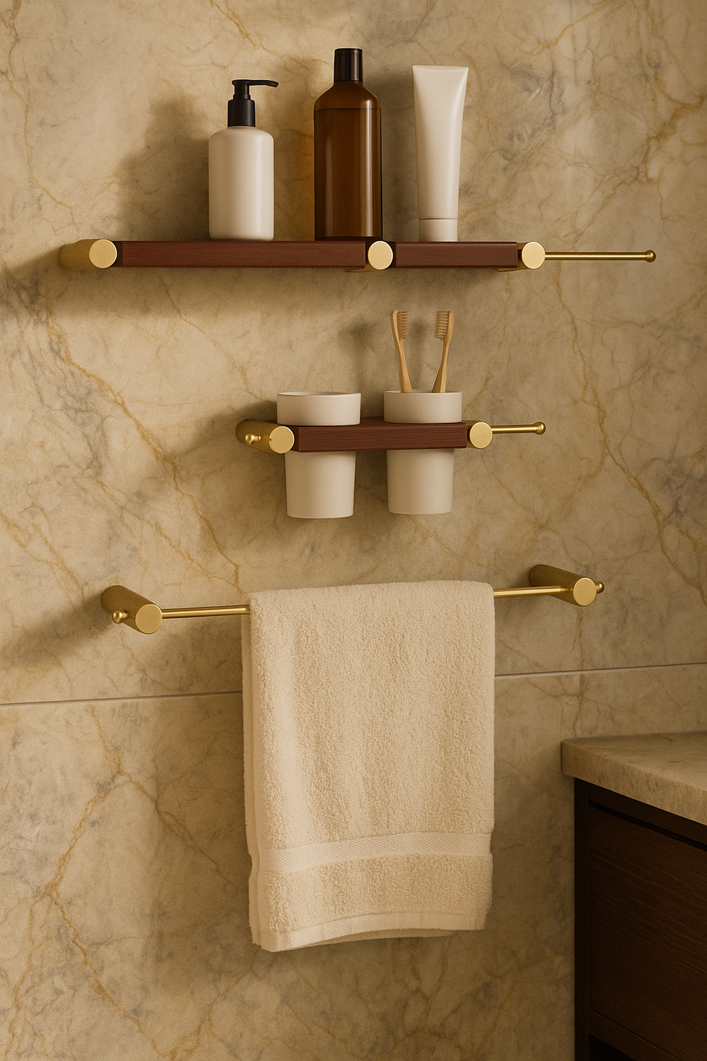 Набор STWORKI Стокгольм S36388GMC трансформер, матовое золото, полки кофейные