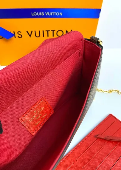 Клатч Louis Vuitton Felicie канва Damier Ebene коричневый