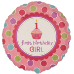 Шар Фольгированный 1 годик Кекс со свечкой (Розовый)