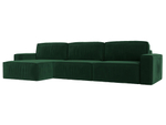 Диван угловой Прага Классик лонг левый угол, Зеленый, Велюр, 121063L