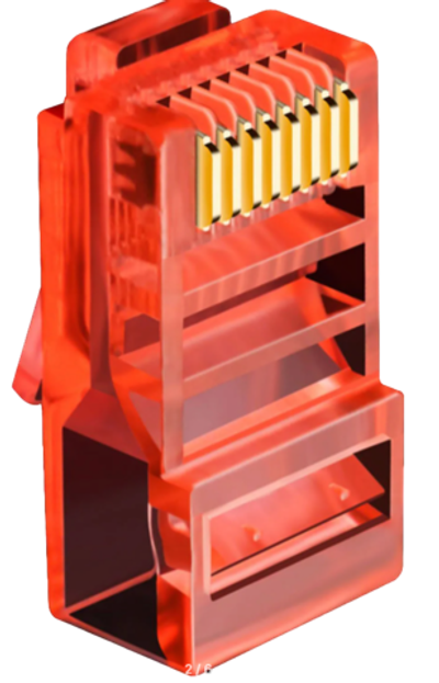 RJ-45 Компьютерный джек (8Р8С); 5е; КРАСНЫЙ упаковка 100 шт