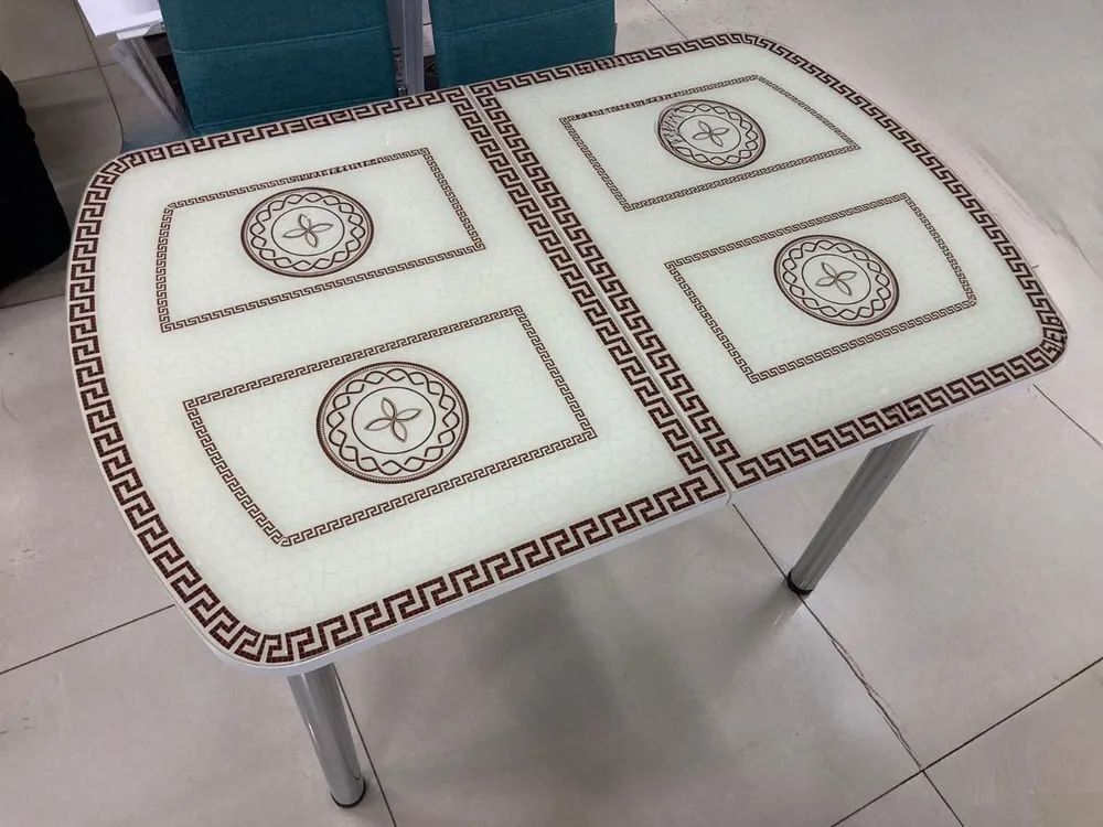 Стол стеклянный с фотопечатью (подстолье прямое раздвижное белое )