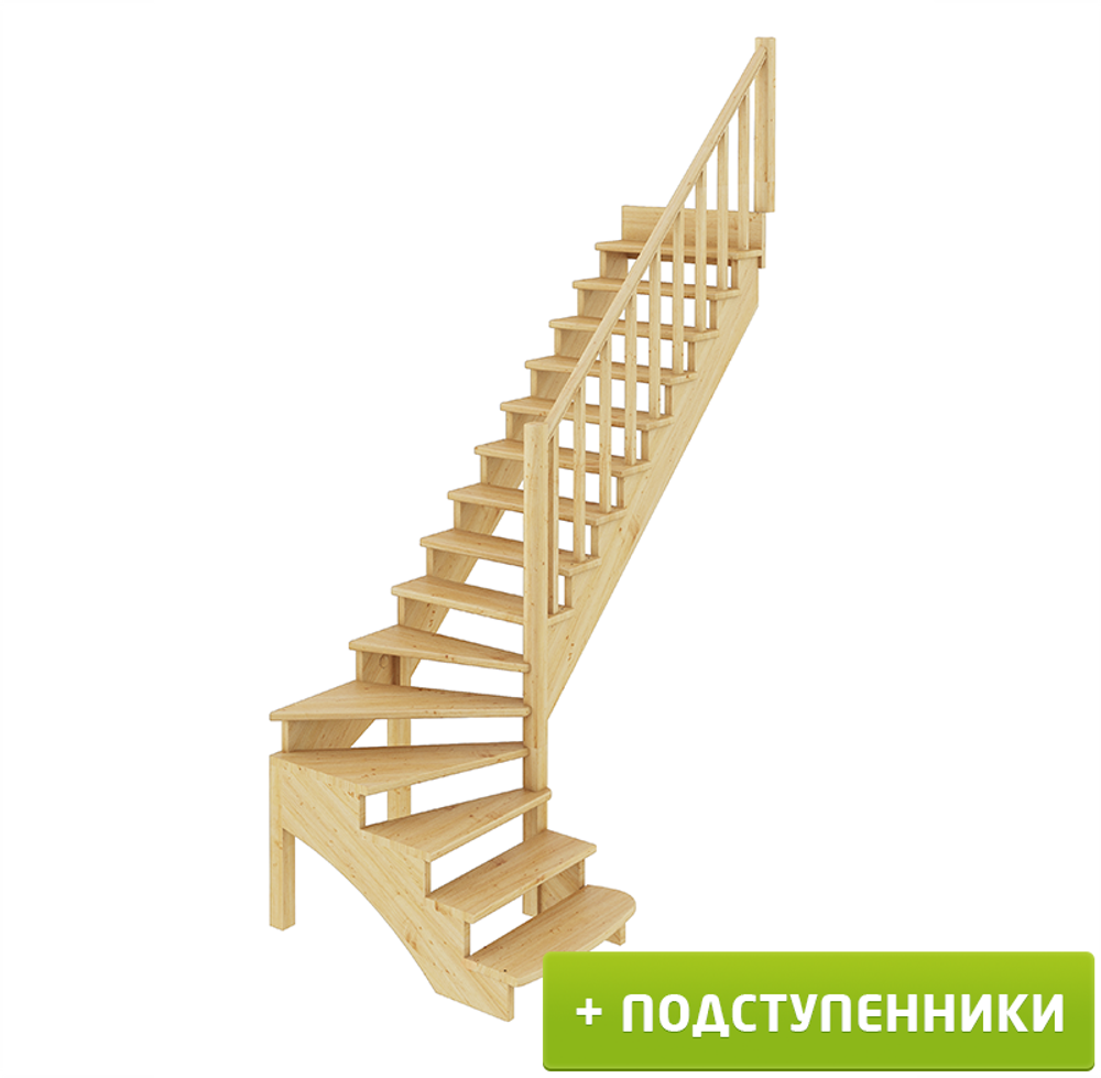 Лестница на второй этаж К-001м/3 Правая c подступенками