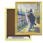 Алмазная мозаика Alingar, на подрамнике, с полным заполнением, (глянц) дизайн рамка, 30х40 см, 20 цветов, "Кот на балконе"