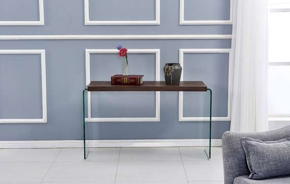 Консоль Glass с деревянной столешницей