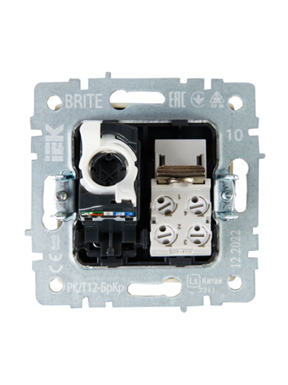 BRITE Розетка двойная RJ11+RJ45 кат.5E РК/Т12-БрКр бежевый IEK