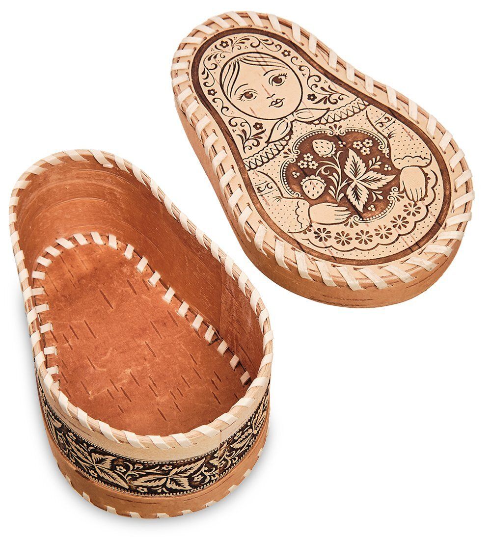 Народные промыслы BST-615 Шкатулка «Матрешка» (береста