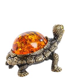 Народные промыслы AM- 606 Фигурка «Черепаха» (латунь, янтарь)