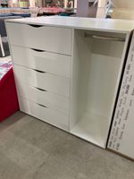 Комод 5 ящиков со штангой МДФ софт белый/белый