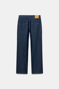 ZARA ДЖИНСЫ ПРЯМОГО КРОЯ С ВЫСОКОЙ ПОСАДКОЙ — ZW COLLECTION, СИНИЙ