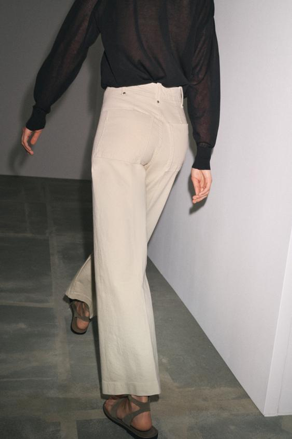 ZARA ДЖИНСЫ WIDE LEG С ВЫСОКОЙ ПОСАДКОЙ — ZW COLLECTION, ЭКРЮ