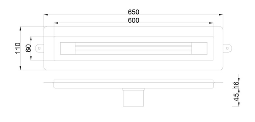 Душевой лоток B&T INFINITY 60см, нерж.сталь GUN METAL