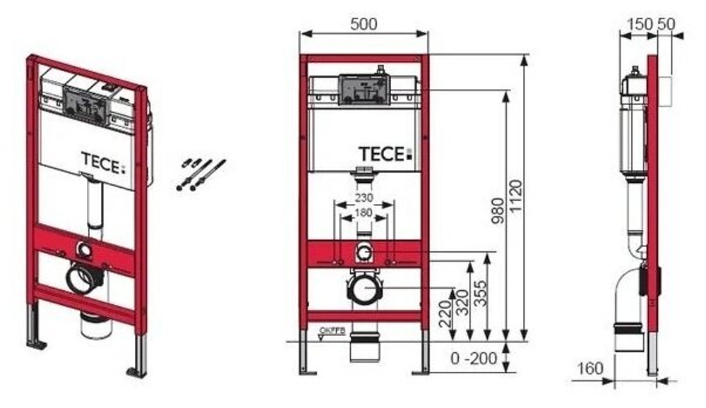 Инсталляция TECE TECEbase для подвесного унитаза с клавишей черный матовый K440407