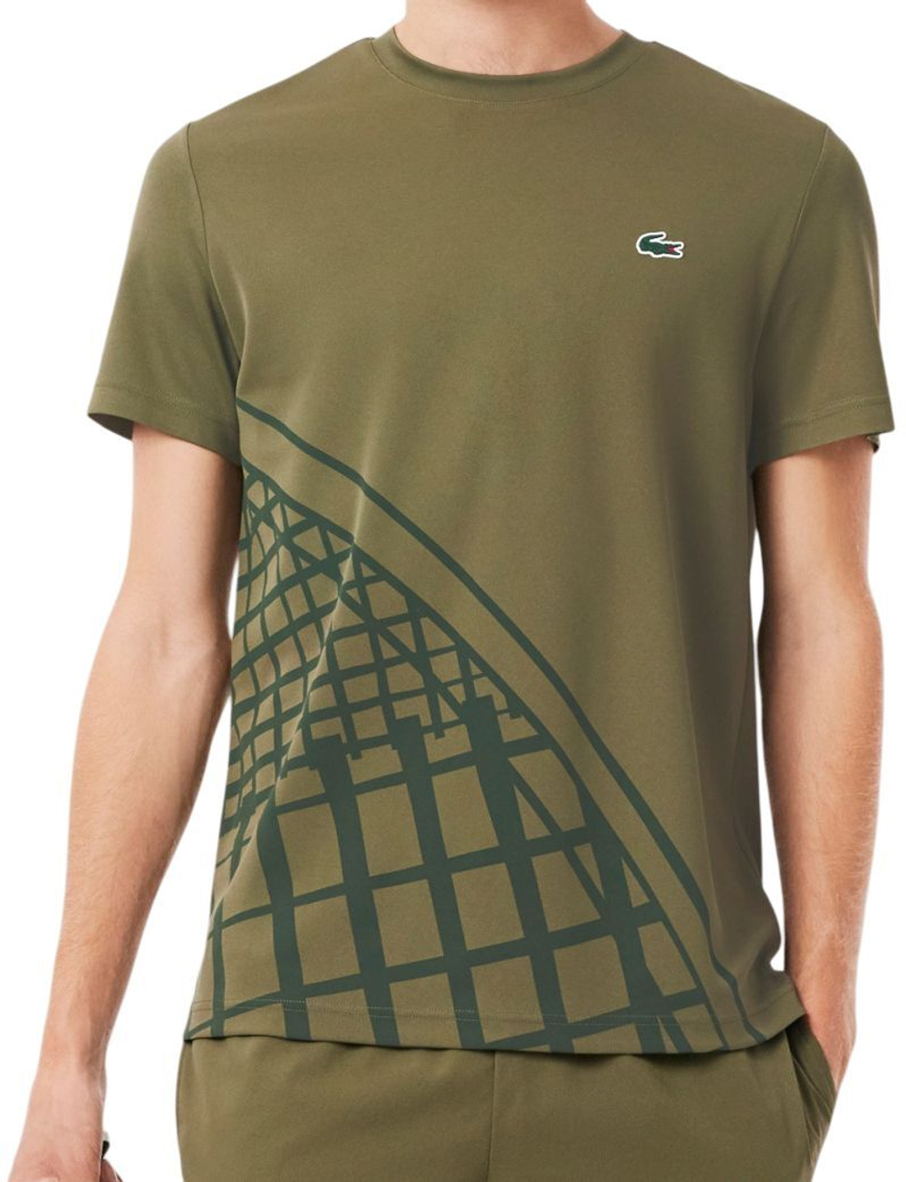 Мужская теннисная футболка Lacoste Ultra Dry Printed Tennis - khaki green