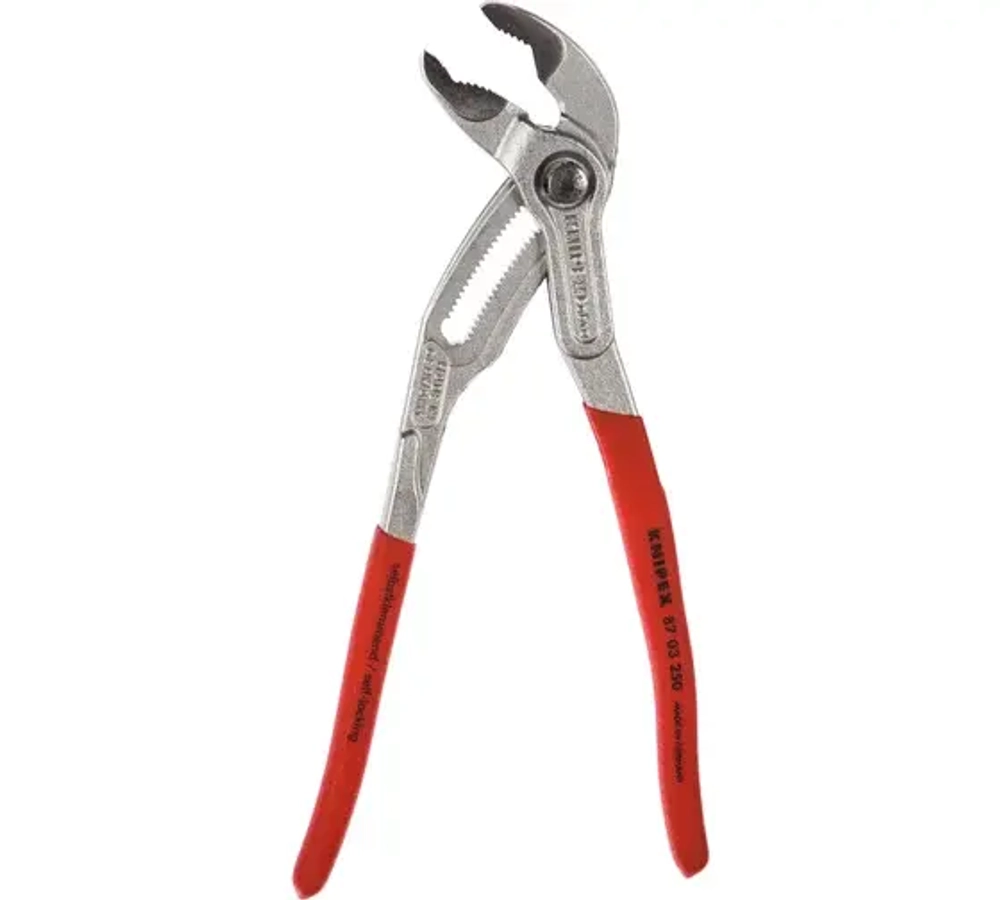 KNIPEX COBRA® клещи переставные с фиксатором, 50 мм (2"), под ключ 46 мм, L-250 мм, хром, 1-к ручки, шт
