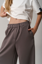 Брюки трикотажные wide leg коричневые