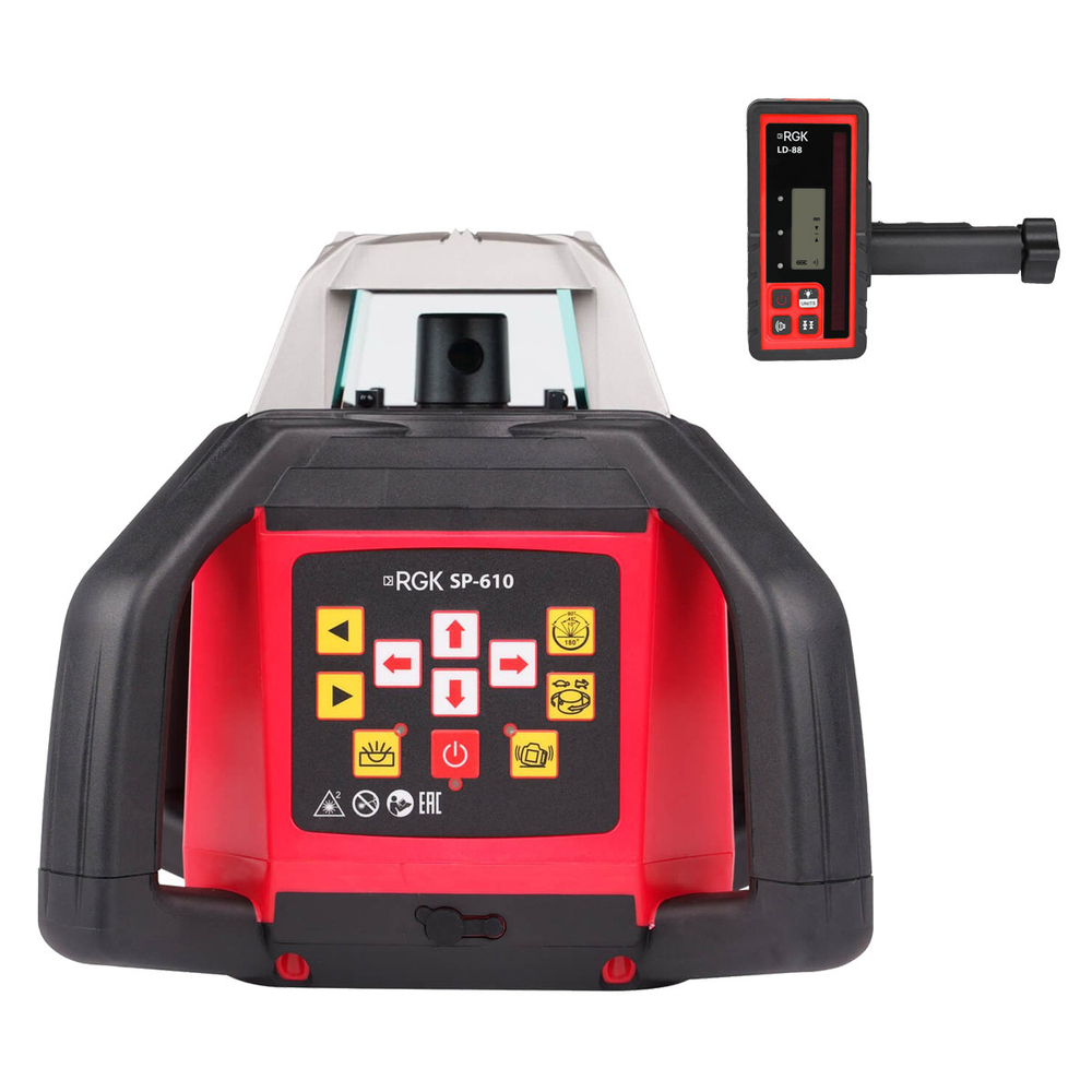 Комплект: ротационный нивелир RGK SP-610 с калибровкой + миллиметровый приёмник излучения RGK LD-88