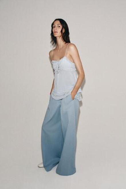 ZARA ТОП С ВОЛАНАМИ — ZW COLLECTION, ГОЛУБОЙ