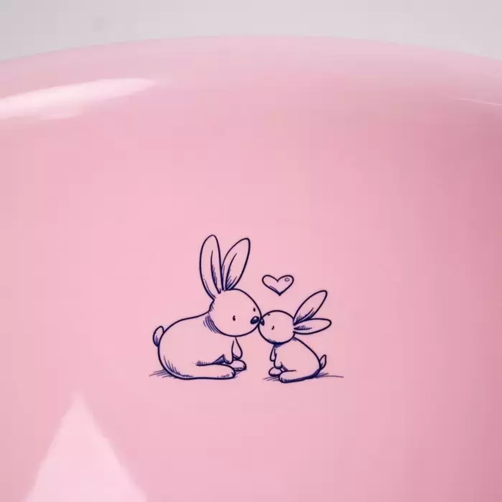 Ванна детская 86 см со сливом "Кролики" розовый