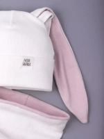 Шапка для девочек осенняя, с ушками белая