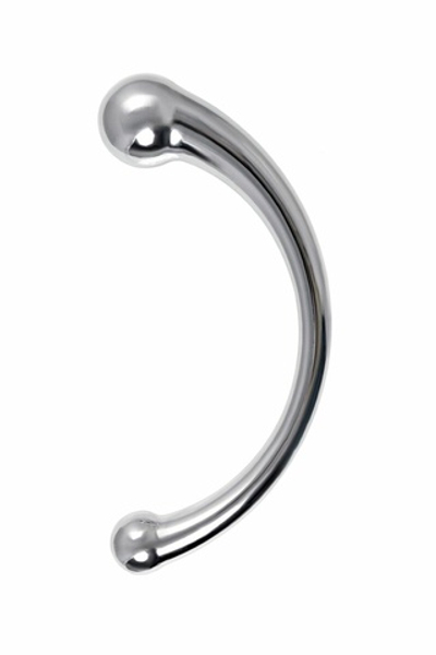 Серебристый двусторонний металлический дилдо - 21 см. (Цвет: серебристый)