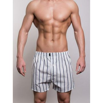 Мужские трусы-шорты белые в голубую полоску SERGIO DALLINI SG3310-2