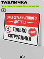 Табличка для обеспечения безопасности "Зона ограниченного доступа, только сотрудники", для производства, предприятия, организаций, 40х30 см, Silver Plane x Айдентика Технолоджи