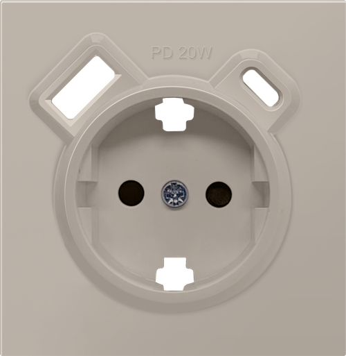 Накладка для розетки Schuko с зарядным устройством USB A+C, с защитными шторками, матовый кашемир, серия R98