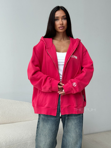 Красная худи на молнии с капюшоном