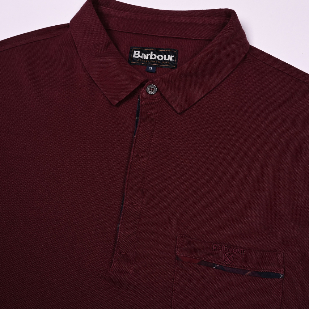 Бордовое лонгслив-поло от Barbour, XL