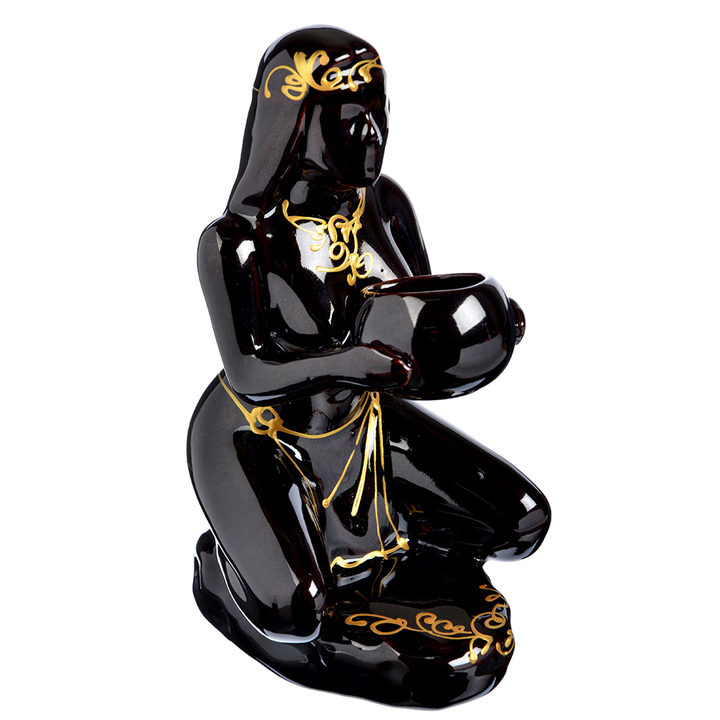 Аромалампа Жрица цвет черный золотая роспись керамика 19 см