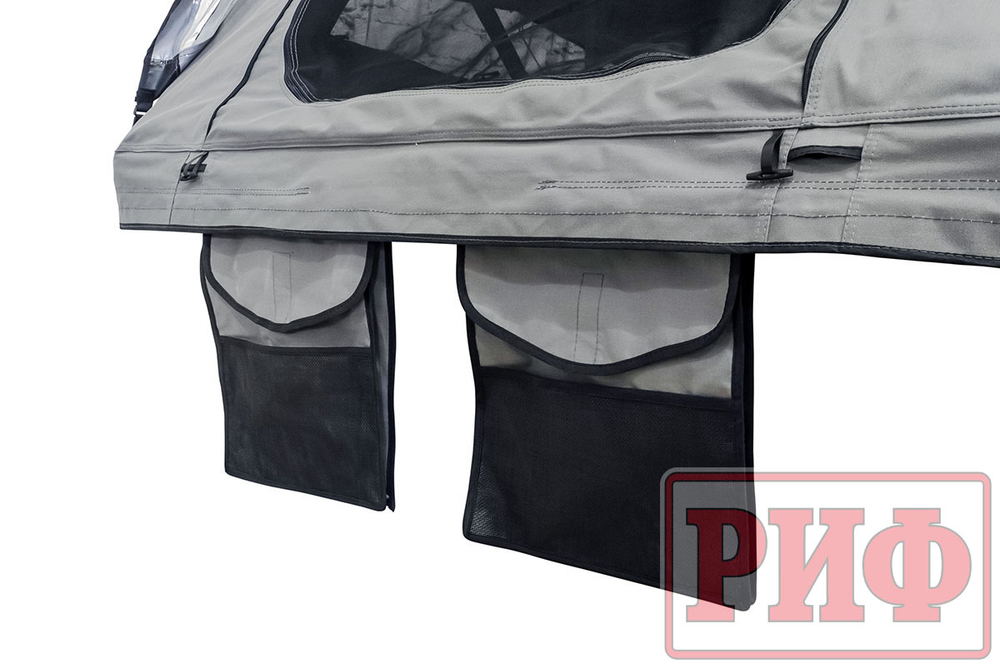 Палатка на крышу автомобиля РИФ Soft RT02-180 PRO, тент серый, 180х(240+70)х115 см