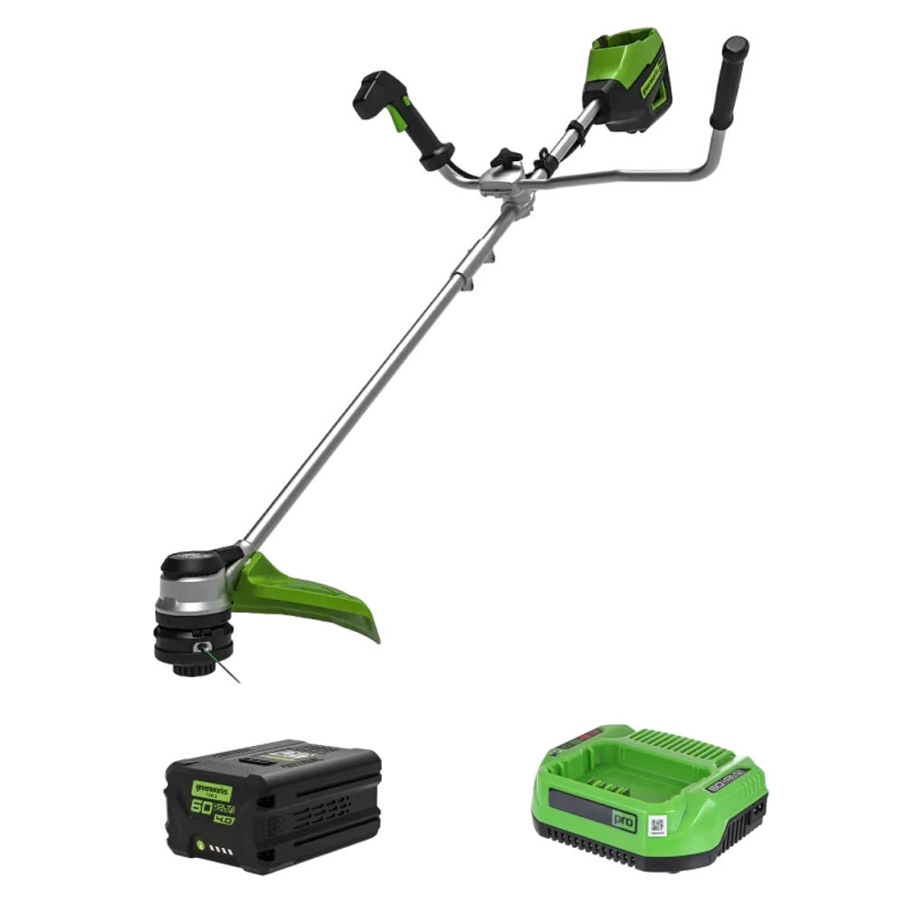 триммер аккумуляторный Greenworks GD60BCBK4 60В (1 x 5 Ач, ЗУ) захват 400 мм, 6.6 кг, 2108407/2944907/2932007