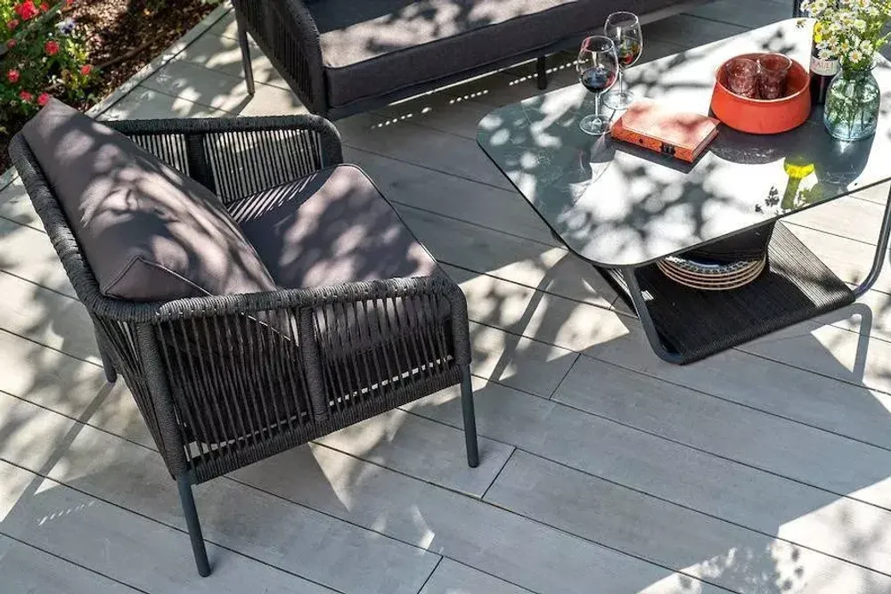 "Канны" лаунж-зона 4-местная плетеная из роупа (веревки), цвет темно-серый