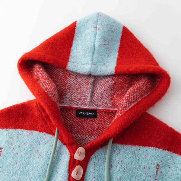 Свитер Stripes Hood красный/голубой - фото 3