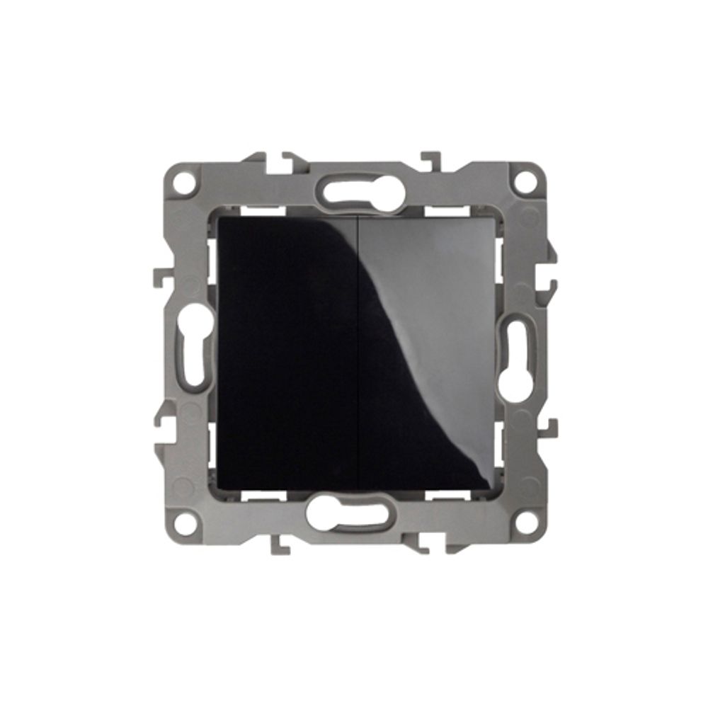 12-1004-06 ЭРА Выключатель двойной, 10АХ-250В, IP20, без м.лапок, Эра12, чёрный | Эра 12 Черный