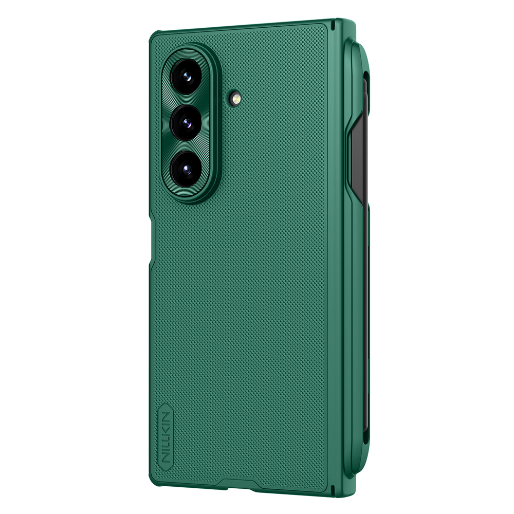 Чехол зеленого цвета (Dark Green) с MagSafe и держателем для S Pen от Nillkin для Samsung Galaxy Z Fold 7, серия Super Frosted Shield Fold Magnetic