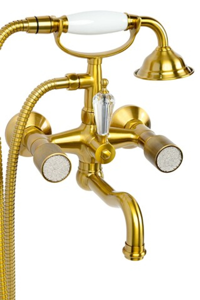 Смеситель для ванны(душ.ком) ROYAL CRYSTAL, бронза, переключатель Swarovski_Комплект