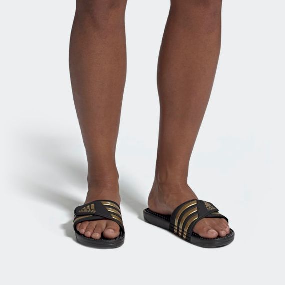 Adidas Adissage Slides 'Black Gold Metallic'