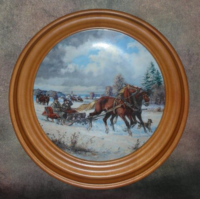 Тарелка новогодняя. Фарфор. Вояж на санях. Германия