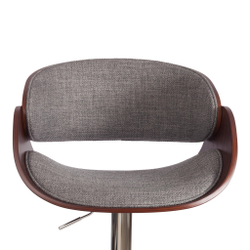 Барный стул LANDO (mod.4036) металл/дерево/ткань, 59х51х93-114 см, высота сиденья 62-83 см, серый/орех/хром, Aimcasa 28