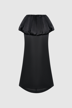 Юбка с буфом из черного сатина