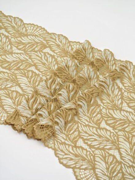 Эластичное кружево темно-бежевое со светло-серым ширина 22 см